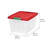 Iris Holiday Medium Stackable Plastic Storage Box, 10.5" x 14.4" x 18.5", 32 Qt., Clear/Red, 4/Pack (500532)~#|#~93FBCA19-52EA-4D4A-A7E2D23C268C9937_sc7