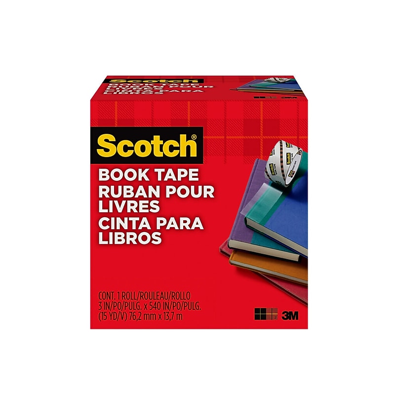 Scotch Book Transparent Clear Tape, 3" x 15 yds., 3" Core, Transparent (845-3) image 1