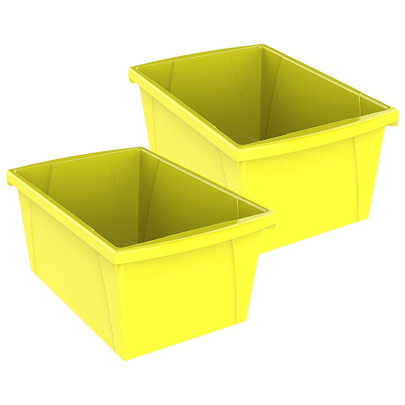 Storex Plastic Medium Classroom Storage Bin, 16.75"x 11.87"x 8.28", Yellow, Pack of 2 (STX61484U06C-2) image 1