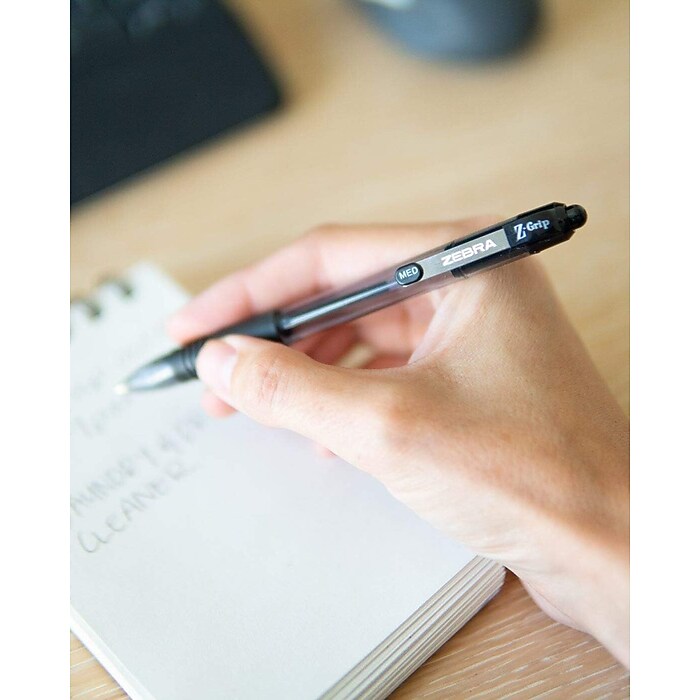 Zebra Z-Grip Retractable Ballpoint Pen, Medium Point, 1.0mm, Black