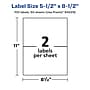 Avery Laser/Inkjet Rectangle Waterproof Multipurpose Labels, 8.5"  x 5.5", White, 100/Box (94229)~#|#~94163F8C-CD12-4CED-9688B83E0EB11DCE_sc7