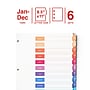 Staples Customizable Table of Contents Monthly Dividers, 12-Tabs, Multicolor, 6/Pack (ST62978)~#|#~941B3C4C-1CAA-4365-933D70AF0404D88F_sc7