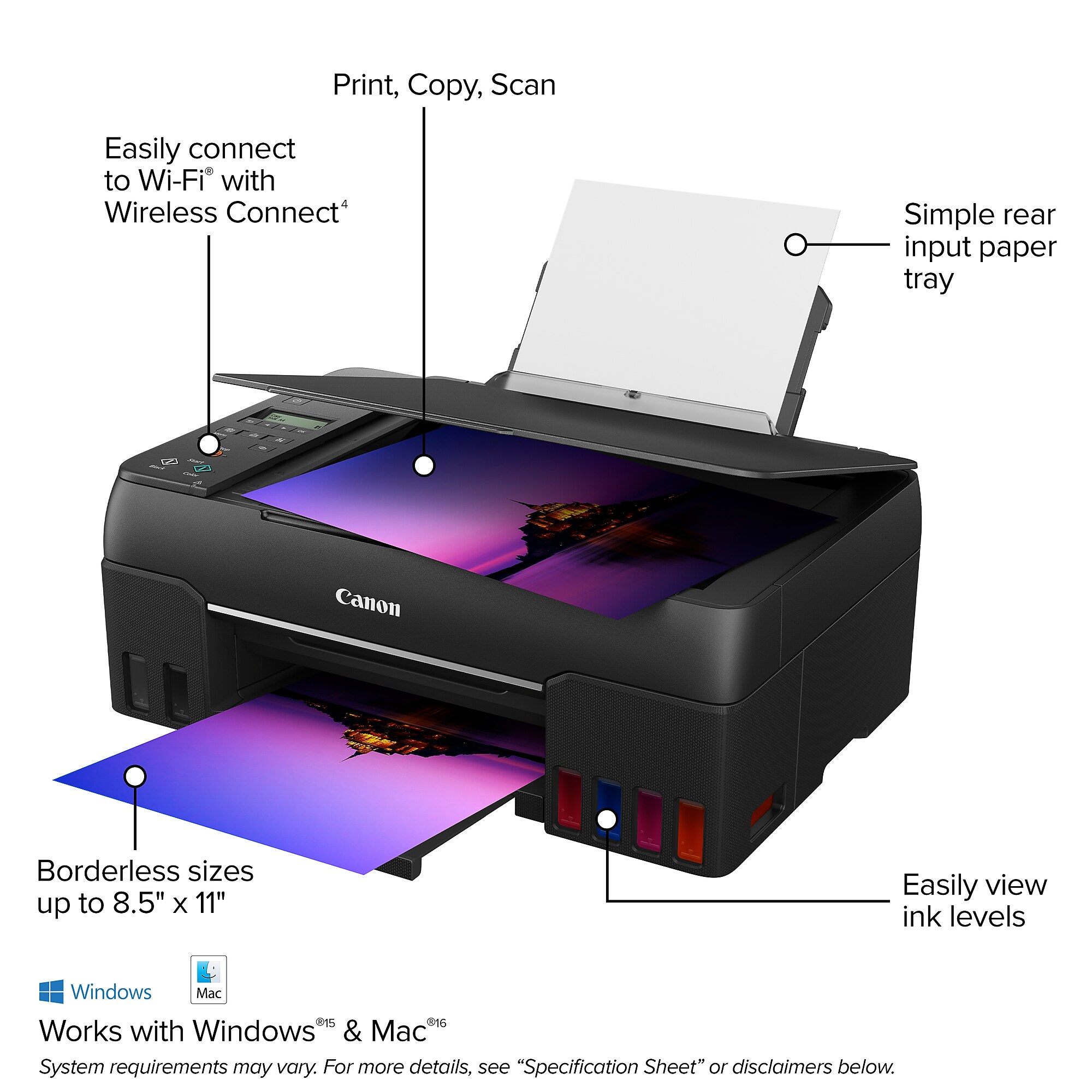 Canon MegaTank PIXMA G620 Wireless Color All-in-One Inkjet Printer, Best for Home Office (4620C002) Sansujyuku sansujyuku.com