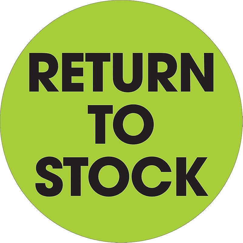 Tape Logic "Return To Stock" Round Label, 2" Dia., Fluorescent Green, 500/Roll (DL1247) image 1
