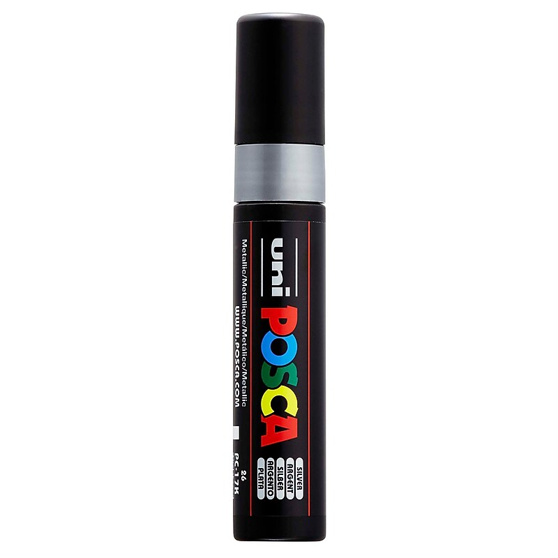 POSCA PC-17K Water Based Paint Marker, Extra Broad Tip, Silver (UBCPC17KSILVER) image 1