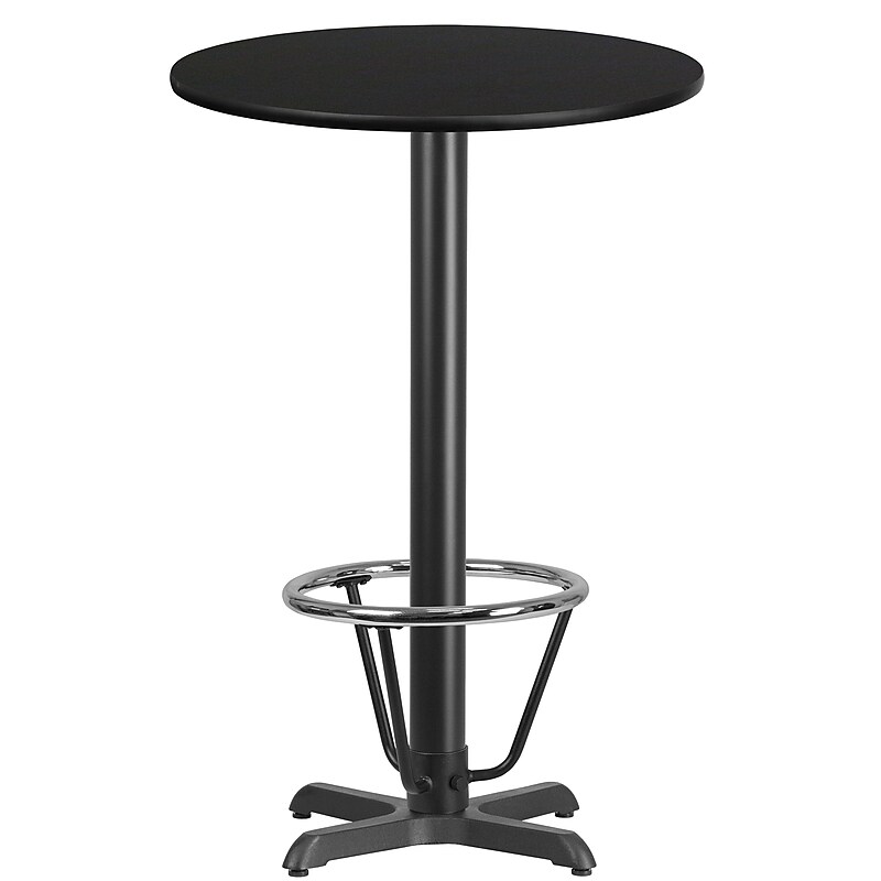 Flash Furniture 24" Round Laminate Table Top with 22" x 22" Bar-Height Table Base, Black (XURD24BKT22B3F) image 1