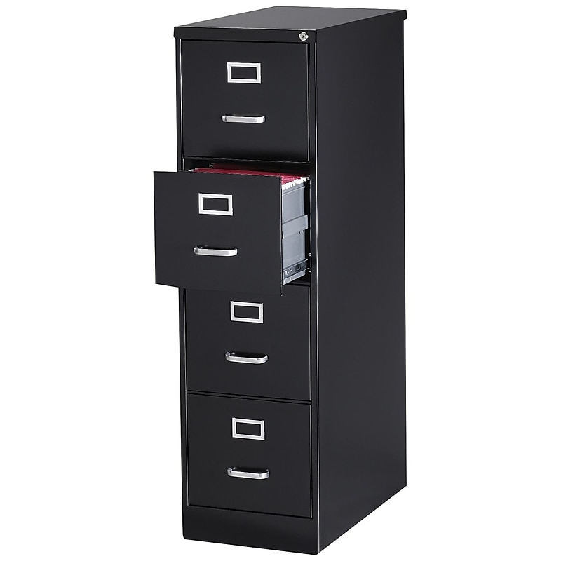 Staples 4-Drawer Vertical File Cabinet, Letter Size, Lockable, 51.97"H x 14.9"W x 26.5"D, Black (59603/25411) image 1