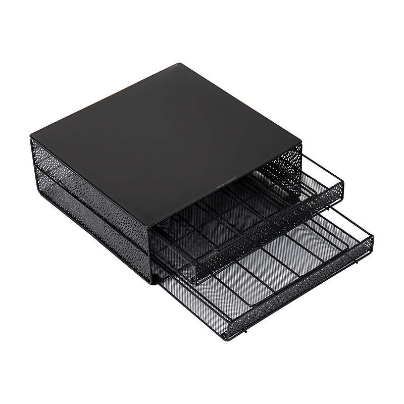 Mind Reader Plastic Coffee Pod Organizer with 2 Drawers, 72 Pod Capacity, Black (DBMTRAY-BLK) image 1