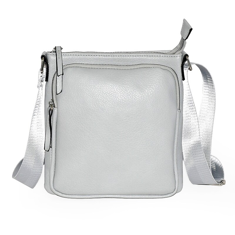 Nicci Cross-Body Bag with Front Zipper Pocket, Light Grey (NH08-LGRY) image 1