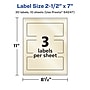 Avery Pearlized Ivory Rectangle Multipurpose Labels, 2.5" x 7", Ivory, 30/Pack (94247)~#|#~94451C2D-162D-490C-8790F0B8DC1C23BB_sc7