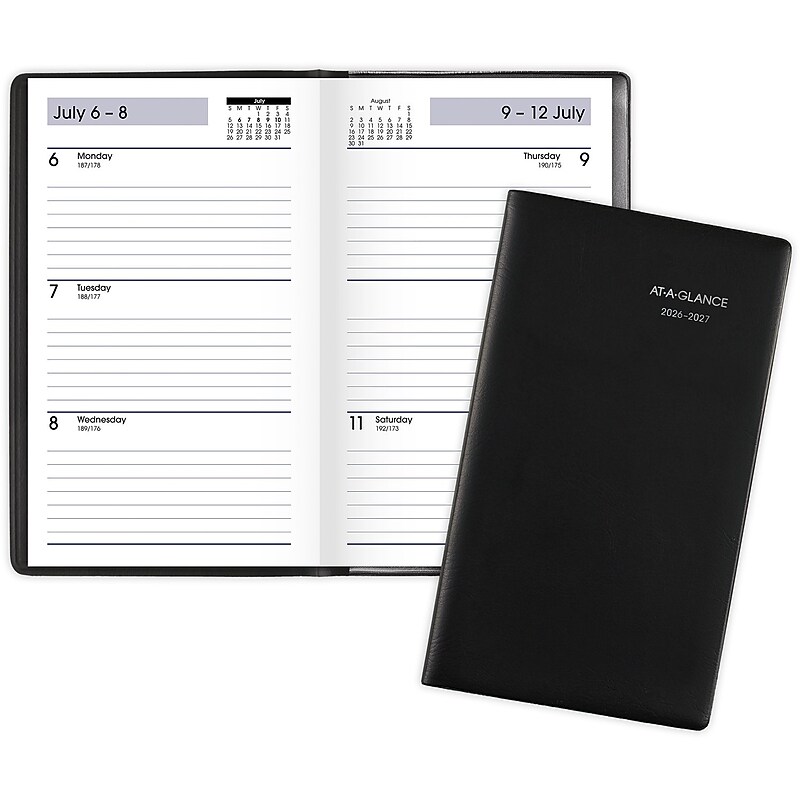 2026-2027 AT-A-GLANCE DayMinder 3.5" x 6" Academic Weekly Planner, Black (AY48-00-27) image 1