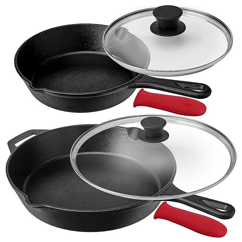 MegaChef Cast Iron Skillet Set with Lid, 3/Set (937114404M) image 1