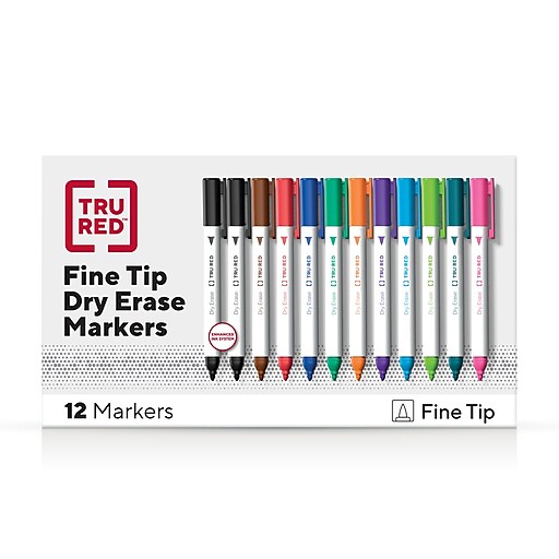TRU RED™ Tank Dry Erase Markers, Chisel Tip, Assorted, 12/Pack