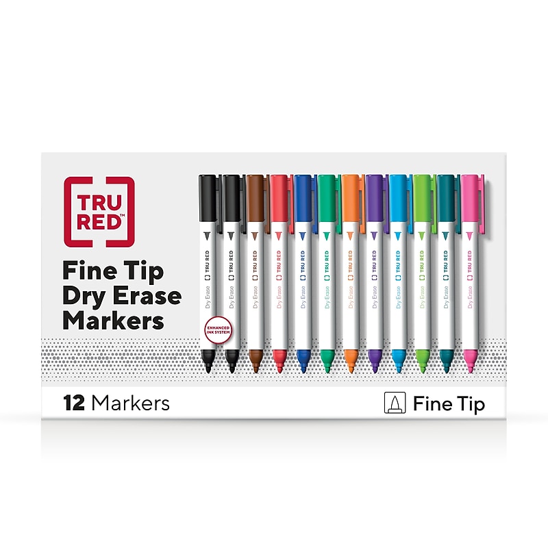 TRU RED™ Dry Erase Marker, Fine Tip, Assorted, 12/Pack (TR61434-CC) image 1