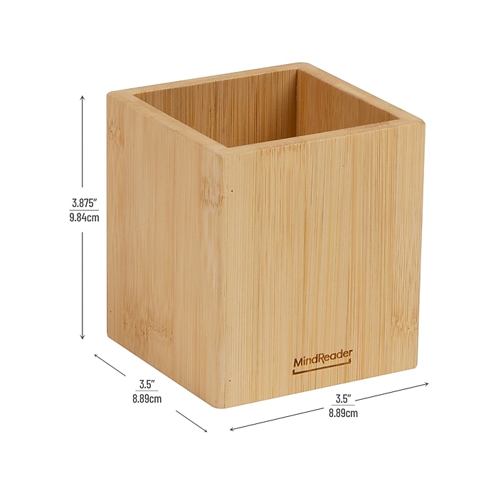 Mind Reader Wood Pen Cup Holder, Brown (BMPEN-BRN) | Staples