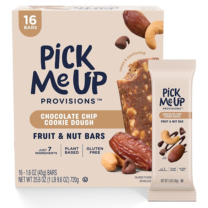 Pick Me Up Provisions™ Gluten Free Chocolate Chip Cookie Dough Fruit & Nut Bar, 1.6 oz., 16 Bars/Box (PM63402) image 1
