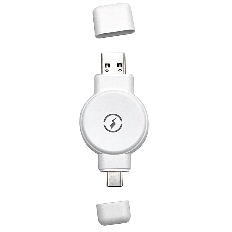 M-Edge Power Disk 3-Watt Apple Watch Charger, Magnetic, USB-A/USB-C, White (CH-PDS-P-W) image 1