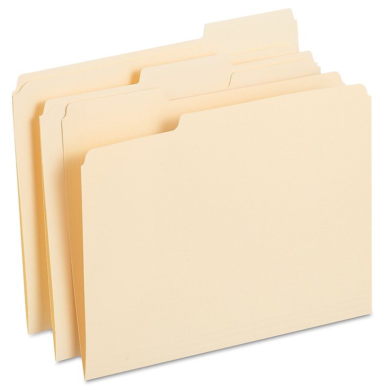 Staples 30% Recycled Reinforced File Folders,1/3-Cut Tab, Letter Size, Manila, 250/Box (ST502677/502677) image 1