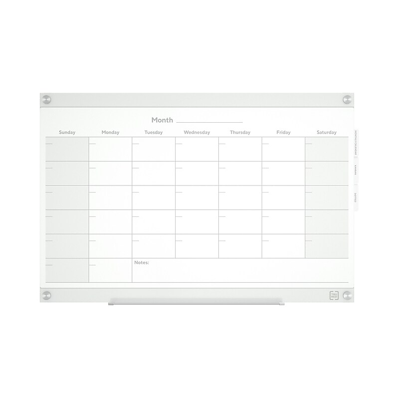 TRU RED™ Templated Magnetic Glass Dry-Erase Whiteboard, 3' x 2' (TR62139) image 1