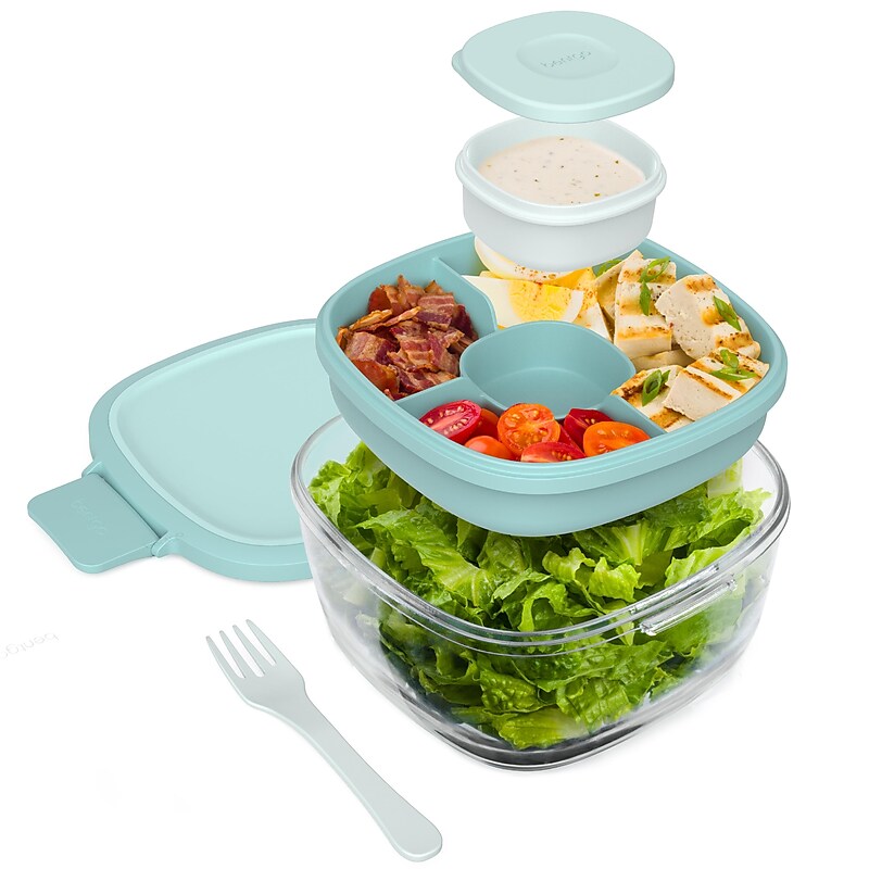 bentgo All-in-One Salad Container, 5-Compartment, Coastal Seaglass, 61 oz. (BGLASSAL-COS) image 1