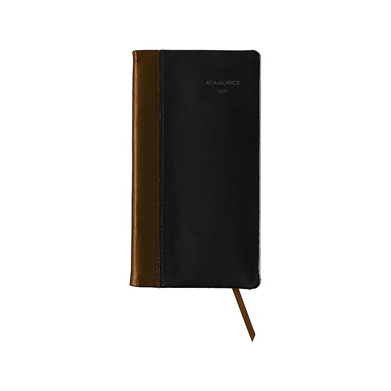 AT-A-GLANCE Fine Pocket Hardcover Diary, 3" x 6", Ruled, Black/Brown (74-02-05-25) image 1