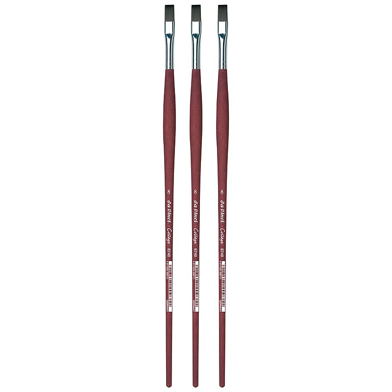 da Vinci COLLEGE Oil and Acrylic Synthetic Student Flat Brush, 3 Brushes (DVXVA87408-3) image 1