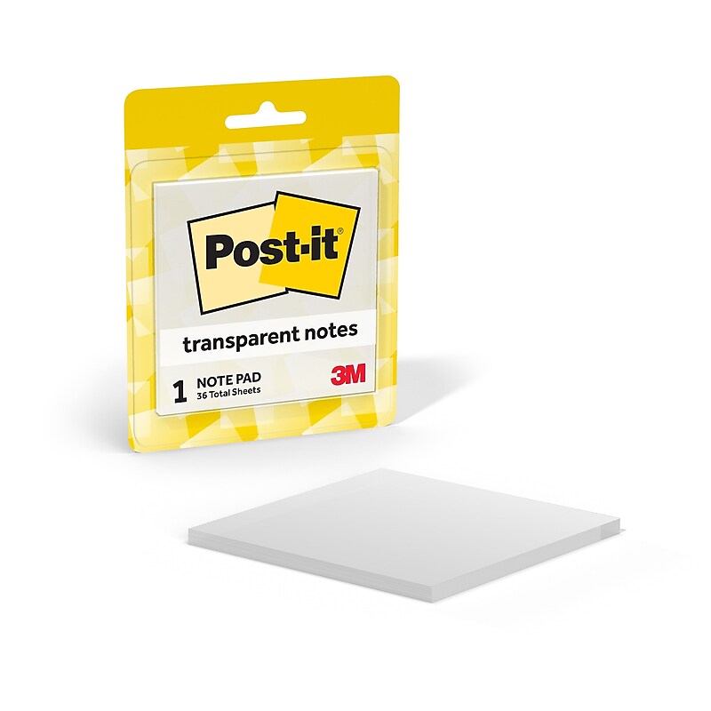 Post-it Sticky Notes, 2.8" x 2.8", Transparent, 36 Sheets/Pad (600-TRSPT) image 1