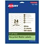 Avery EcoFriendly Laser/Inkjet Oval Multipurpose Labels, 1" x 2", White, 600/Pack (94053)~#|#~9496D071-9C17-40E0-B9F7F61D7AE09B00_sc7