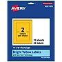 Avery Laser/Inkjet Rectangle Multipurpose Labels, 4" x 6", Bright Yellow, 20/Pack (94278)~#|#~949947C6-3703-464E-906EDFCCC232D8A1_sc7