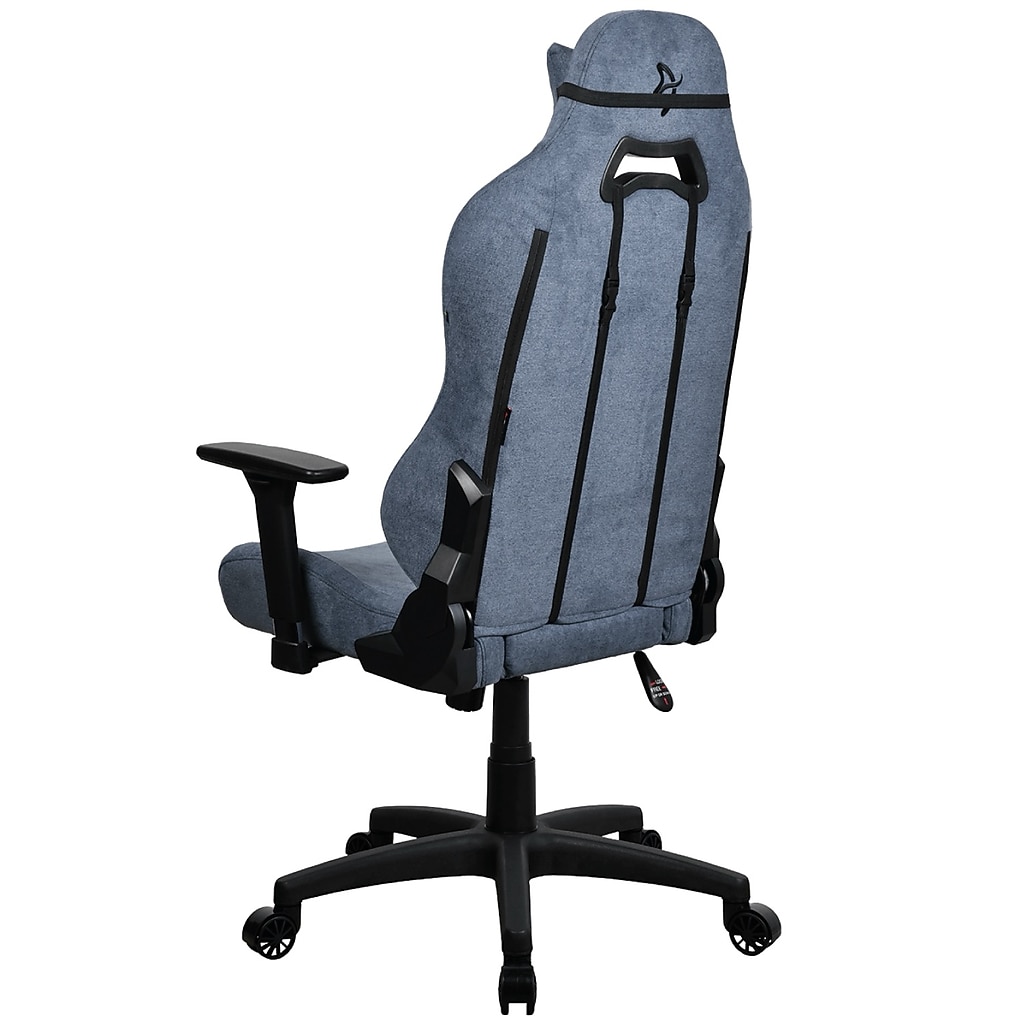 Back and side view of blue Arozzi Torretta gaming chair