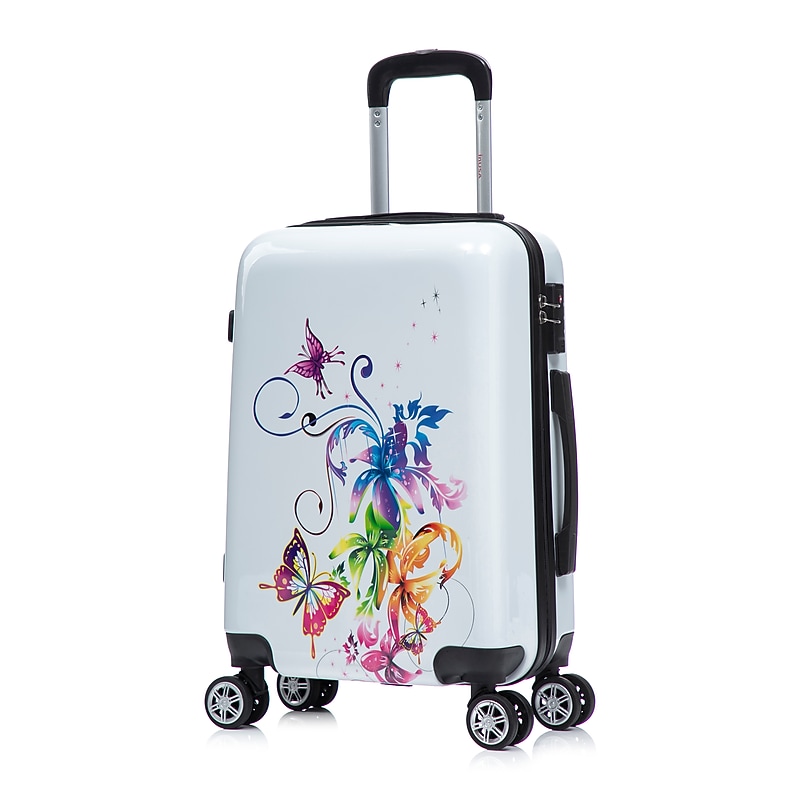 InUSA Fusion 20" Hardside Butterfly Carry-On Suitcase, 4-Wheeled Spinner, TSA Checkpoint Friendly, White (IUAPC00S-FUS) image 1