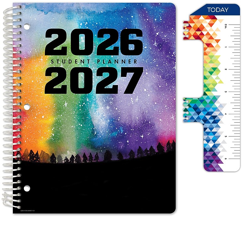 2026-2027 Global Printed Products 8.5" x 11" Academic Weekly & Monthly Student Planner, Paperboard Cover, Rainbow Silhouette image 1