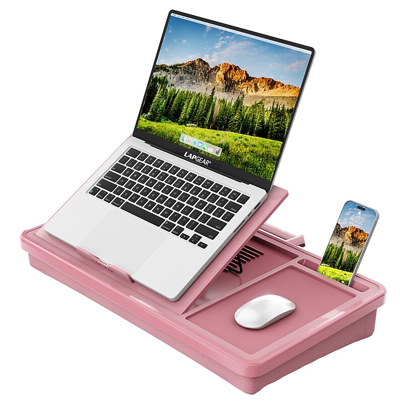 LapGear Ergonomic Pro 21.1" x 12" x 3.1" Lap Desk, Dusty Rose (49504) image 1