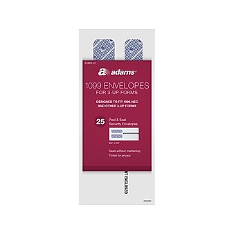 Adams 2022 Envelope Peel & Seal Tax Form Envelopes, White, 25/Pack (STAX3-22)