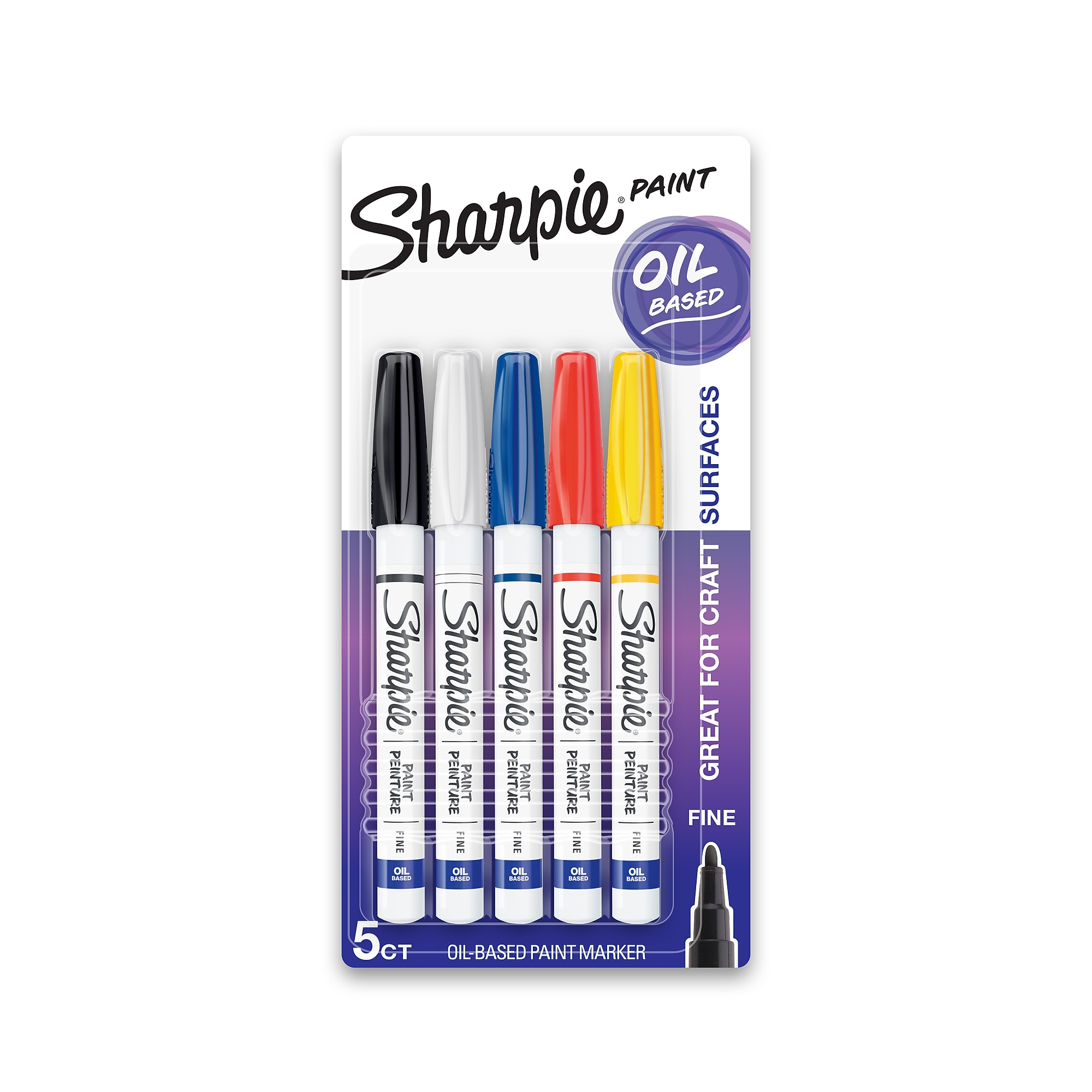 Sharpie Oil-Based Paint Markers, Fine Tip, Assorted Colors, 5/Pack (37371) Sansujyuku sansujyuku.com