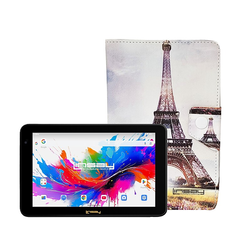 Linsay 7" Octa Core Tablet, WiFi, 128GB SSD, Android 15, Bundled with Shape Paris Leather Case (F7UXD128CPARIS) image 1