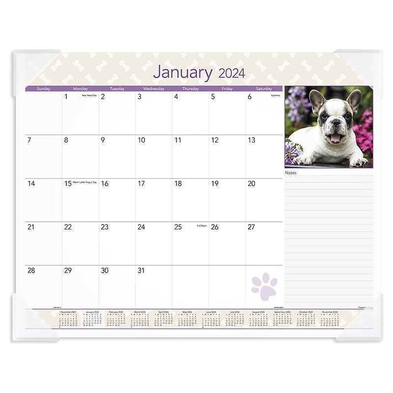 2024 AT-A-GLANCE Puppies 21.75" x 17" Monthly Desk Pad Calendar (DMD166-32-24) image 1