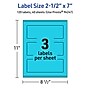 Avery Printable Rectangle Multipurpose Labels, 2.5" x 7", Bright Blue, 120/Pack (94247)~#|#~94CD1020-6E8A-4E71-BEC3EAAFCF03BF1F_sc7