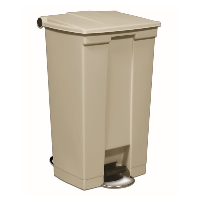 Rubbermaid Fire-Safe Step-On Trash Can, 23 Gallons, Beige