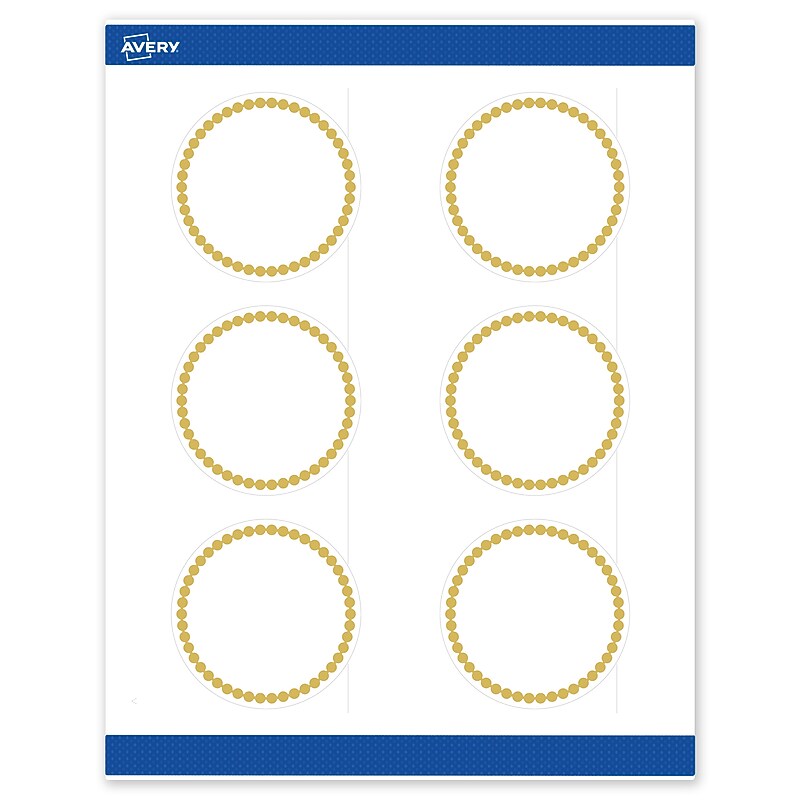 Avery Laser/Inkjet Circle Multipurpose Labels, 3" Dia., White, 60/Pack (S00DJ9) image 1