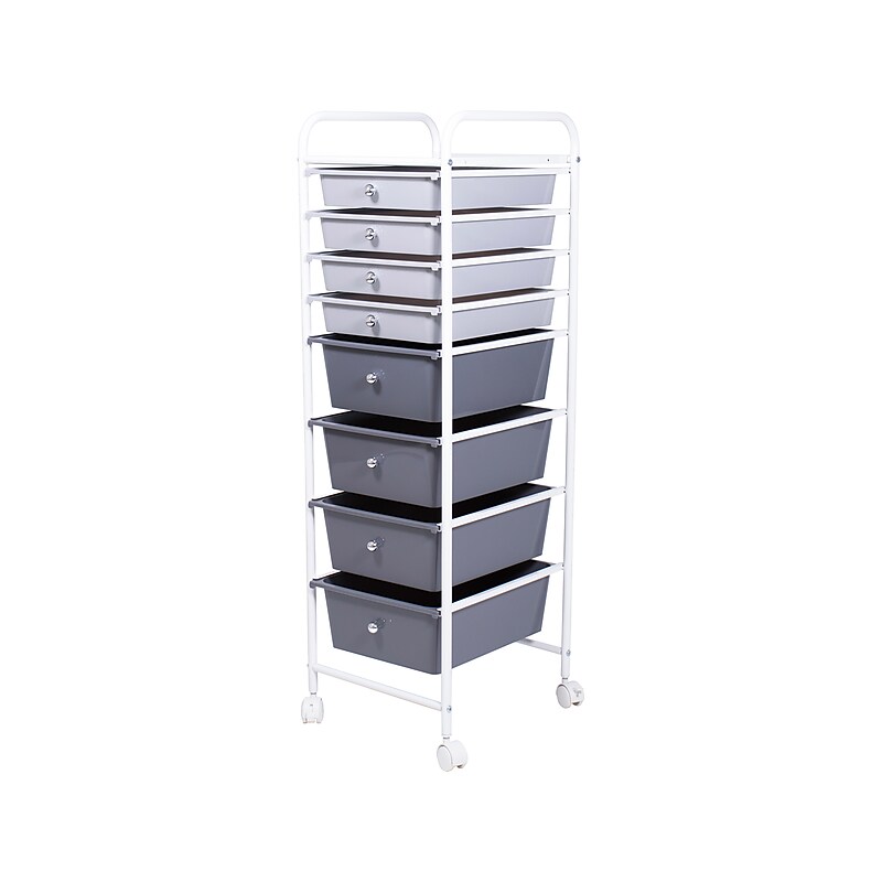 Humble Crew Essentials 8-Drawer Metal/Plastic Mobile Cart, Gray (UT76702) image 1