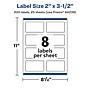 Avery Laser/Inkjet Rectangle Durable Waterproof Labels, 2" x 3.5", White, 200 Labels/Pack (94238)~#|#~94EC2E16-C0D9-448B-B3D7BBEB27B949B9_sc7