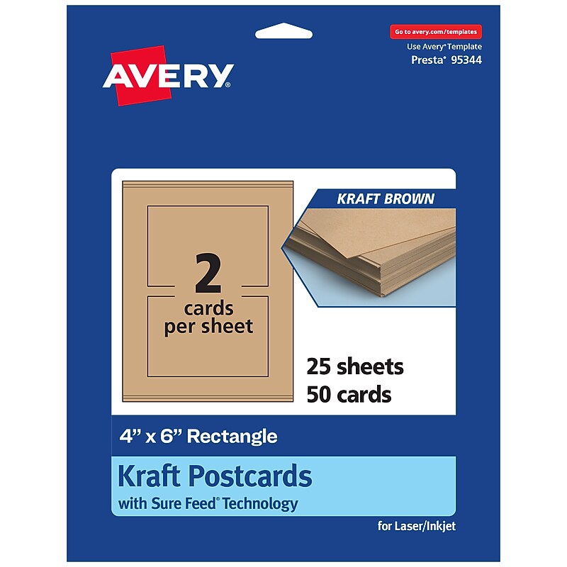 Avery Integrated Cards, 4" x 6", Matte Kraft Brown, 50/Pack (95344) image 1