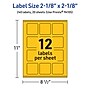 Avery Laser/Inkjet Square Multipurpose Labels, 2-1/8" x 2-1/8", Bright Yellow, 240/Pack (94105)~#|#~94EFE000-0106-490B-89CEBDCBB2672EF3_sc7