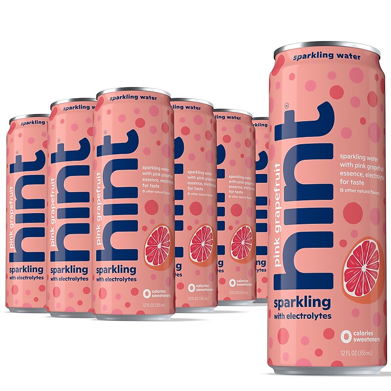 Hint Pink Grapefruit Sparkling Water with Electrolytes, 12 fl. oz., 12 Cans/Carton (HINT-PGCAN-E) image 1