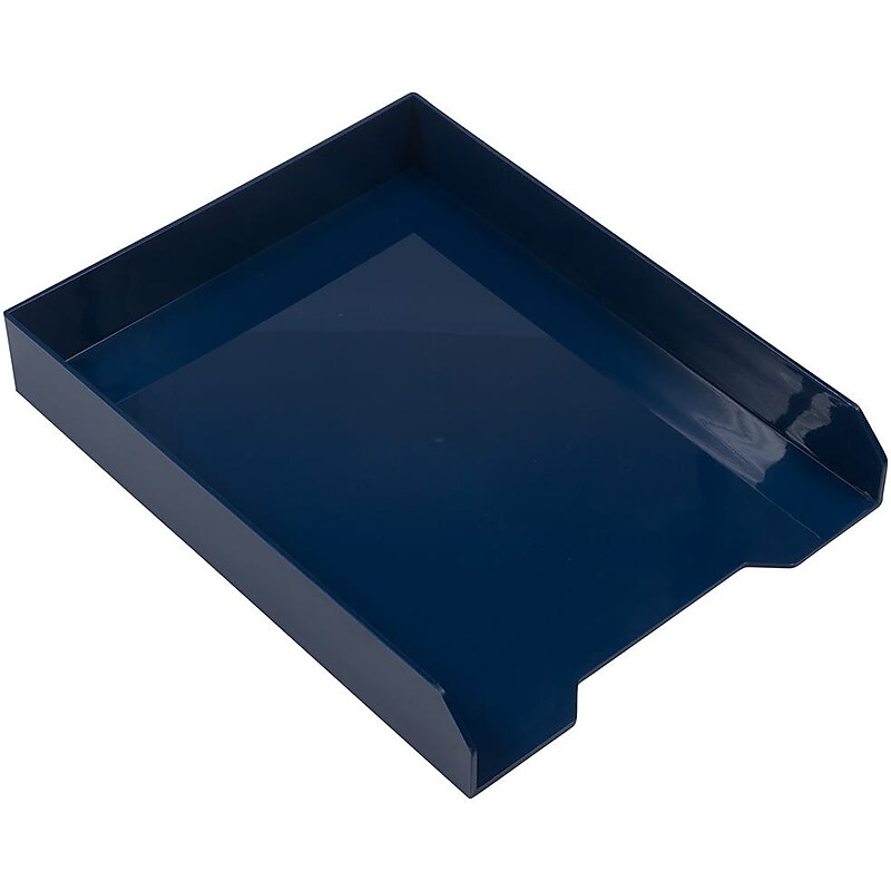 JAM PAPER Stackable Paper Trays, Navy Blue, Desktop Document, Letter, & File Organizer Tray, 2/Pack (344naas) image 1