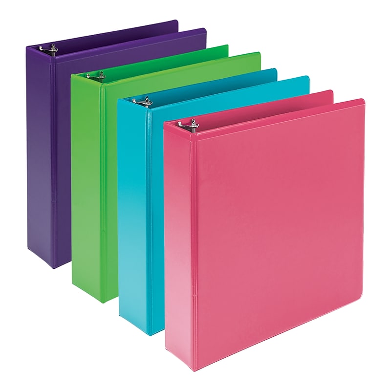Samsill Earth's Choice Plant-Based  2" Durable View Binders, 3-Ring, Made in USA,  Assorted Fashion Colors, 4/Pack (MP48669) image 1