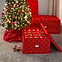 Simplify Ornament Storage Box with Lid, Fabric, Red/Gold (9085)~#|#~950AEADC-851B-48C6-9EFA751258F27FAE_sc7