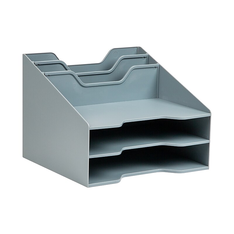 Mind Reader 5-Compartment Plastic Desk Tray, Gray (ANCHBOX5-GRY) image 1