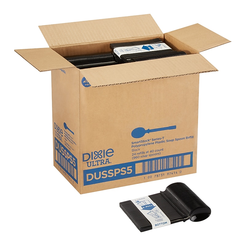 Dixie Ultra SmartStock Series-T Polypropylene Soup Spoon Set, Black, 960/Carton (DUSSPS5) image 1